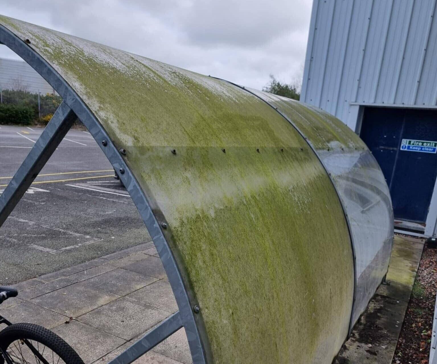 Before deep bicycle shelter clean